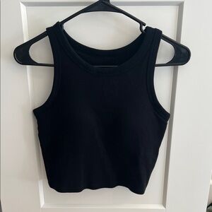 Black Ribbed Tank Top - Classic Women's Crop